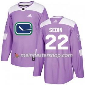 Vancouver Canucks Daniel Sedin 22 Adidas 2017-2018 Lila Fights Cancer Practice Trikot Authentic - Herren